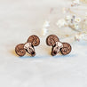 Goat Skull Cherry Wood Stud Earrings - EL10207 - Robin Valley Official Store