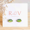 Hand-painted Crocodile Cherry Wood Stud Earrings - PES13048 - Robin Valley Official Store
