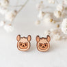 Llama Head Cherry Wood Stud Earrings - EL10099 - Robin Valley Official Store