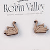 Origami Swan Cherry Wood Stud Earrings - EB12013 - Robin Valley Official Store