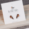 Robin Bird 2 Cherry Wood Stud Earrings - EB12009 - Robin Valley Official Store