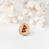 Rune Font Glyph Style Alphabet Initial Cherry Wood Stud Earrings - Robin Valley Official Store