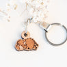 Sleeping Highland Cow Cherry Wood Keyring -KL20006 - Robin Valley Official Store